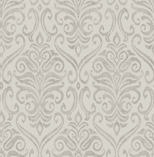 Adavu Grey Damask Wallpaper