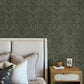Adavu Dark Green Damask Wallpaper