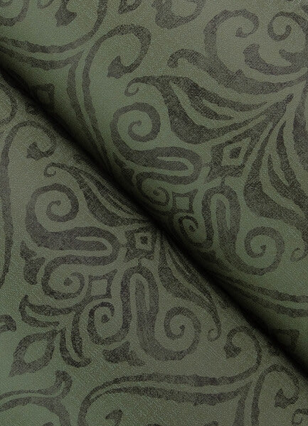 Adavu Dark Green Damask Wallpaper
