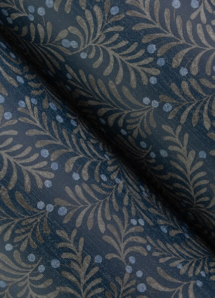 Chrysantha Navy Berry Branches Wallpaper