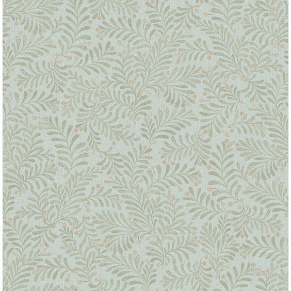 Chrysantha Aqua Berry Branches Wallpaper
