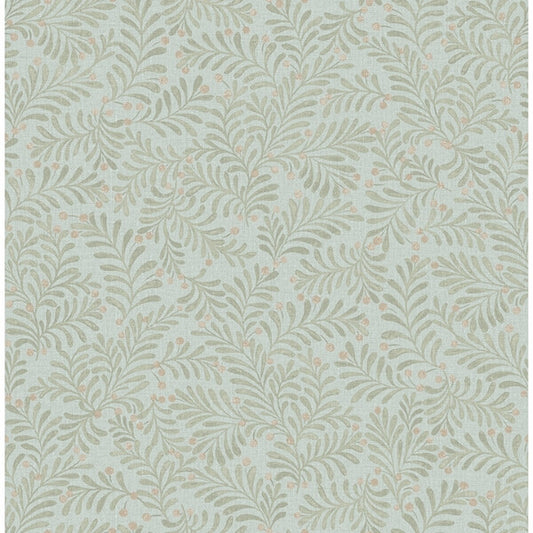 Chrysantha Aqua Berry Branches Wallpaper