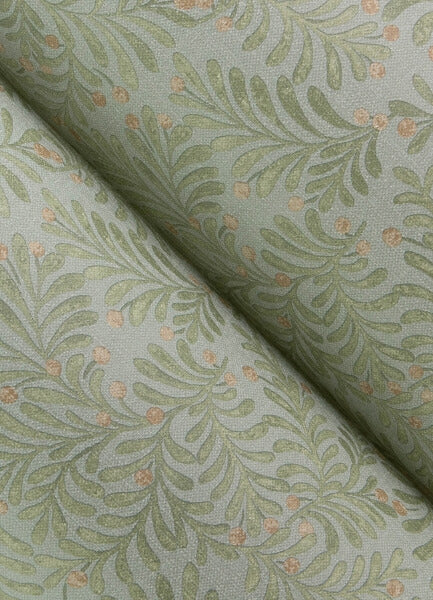 Chrysantha Aqua Berry Branches Wallpaper