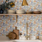Passiflora Blue Fruit and Floral Wallpaper
