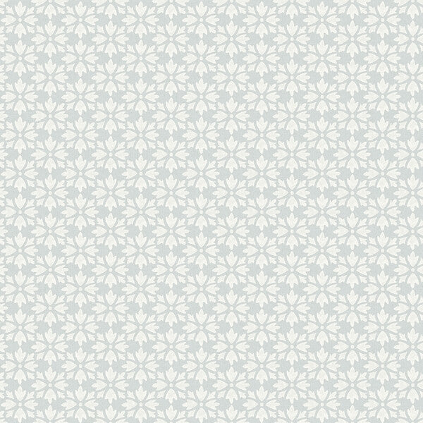 Phlox Light Blue Floral Stamp Wallpaper
