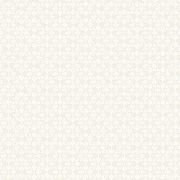 Phlox Beige Floral Stamp Wallpaper