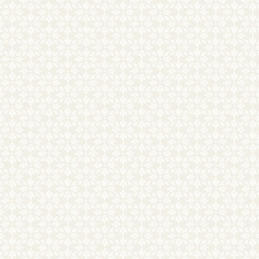 Phlox Beige Floral Stamp Wallpaper