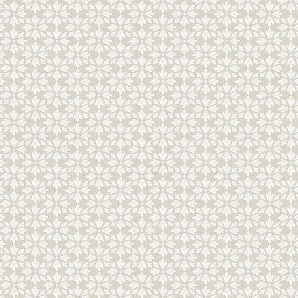 Phlox Grey Floral Stamp Wallpaper