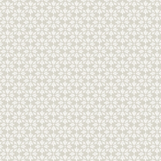 Phlox Grey Floral Stamp Wallpaper