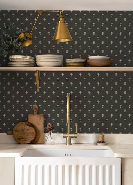 Surdiva Black Floral Fan Wallpaper