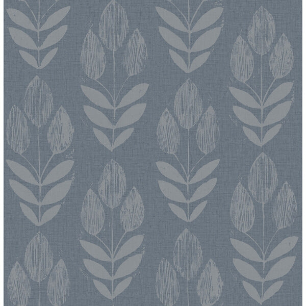 Garland Denim Block Tulip Wallpaper