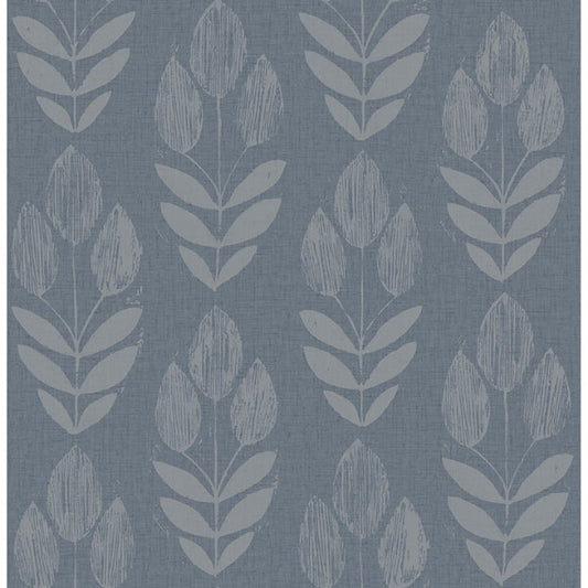 Garland Denim Block Tulip Wallpaper