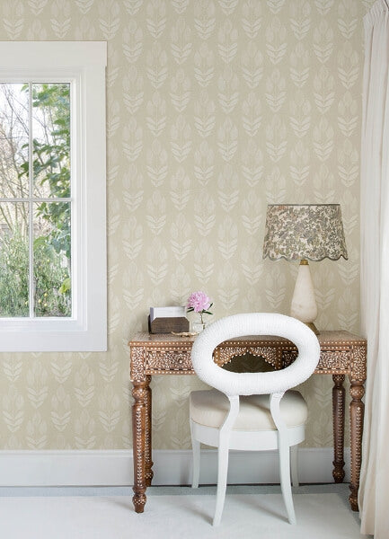 Garland Khaki Block Tulip Wallpaper