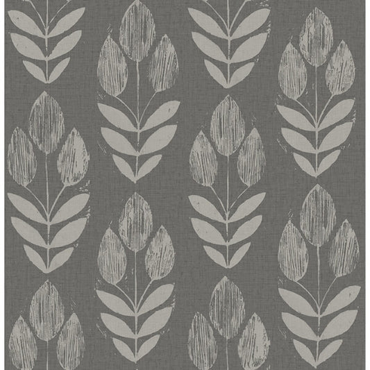 Garland Charcoal Block Tulip Wallpaper
