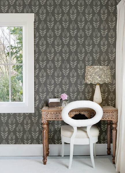 Garland Charcoal Block Tulip Wallpaper