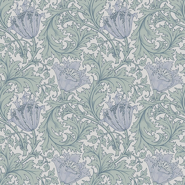 Anemone Blue Floral Trail Wallpaper
