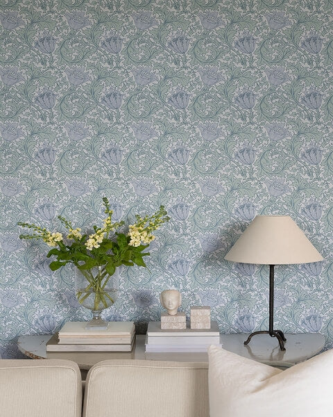 Anemone Blue Floral Trail Wallpaper