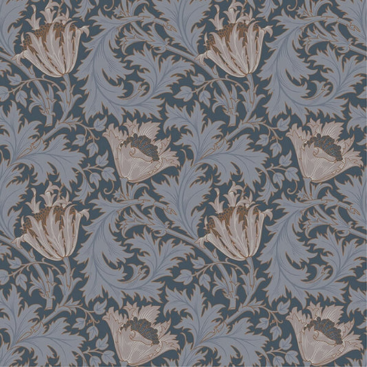 Anemone Dark Blue Floral Trail Wallpaper