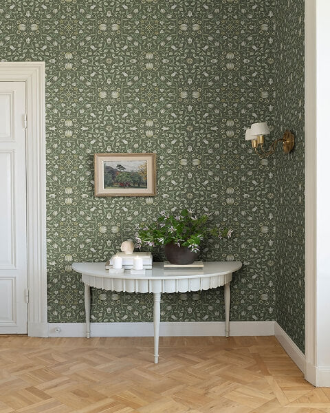 No 1 Holland Park Green Floral Wallpaper