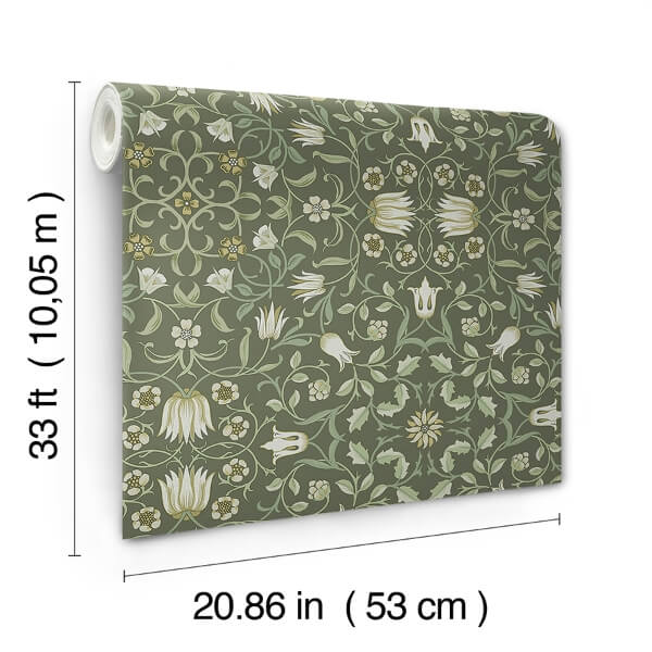 No 1 Holland Park Green Floral Wallpaper