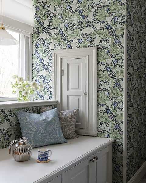 Granville Green Leafy Vine Wallpaper