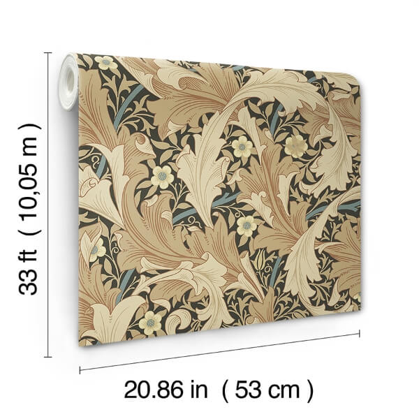 Granville Apricot Leafy Vine Wallpaper