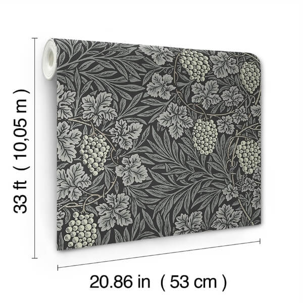 Vine Denim Woodland Fruits Wallpaper