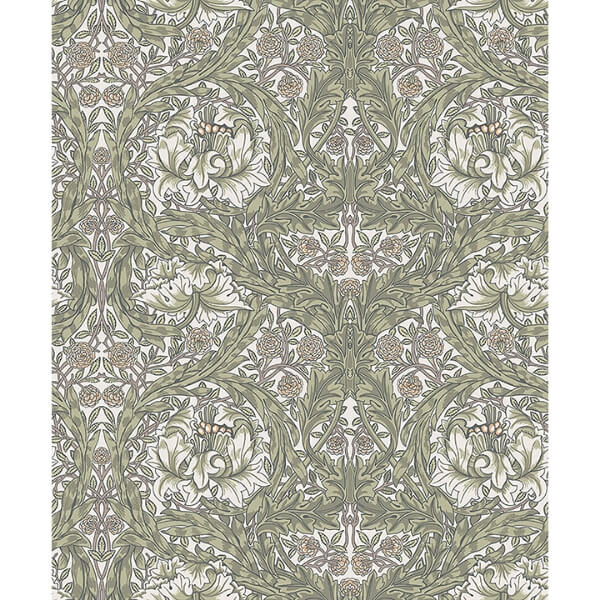 African Marigold Green Floral Wallpaper