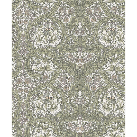African Marigold Green Floral Wallpaper