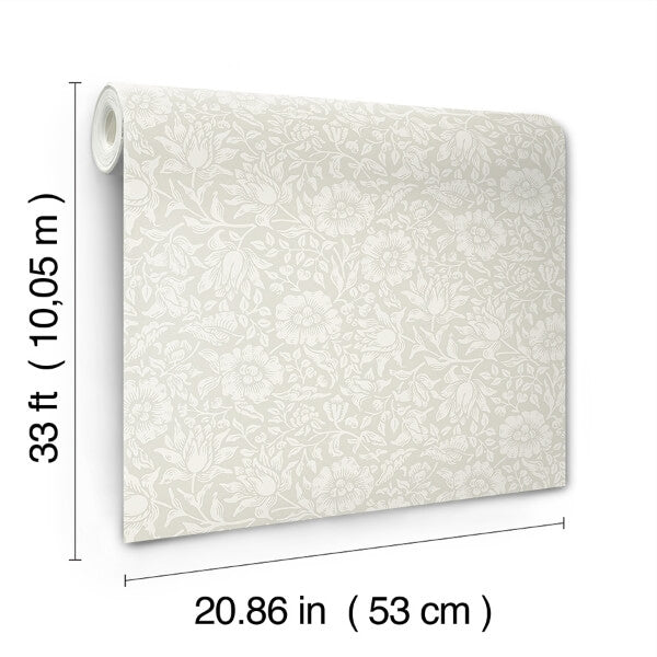 Mallow Dove Floral Vine Wallpaper