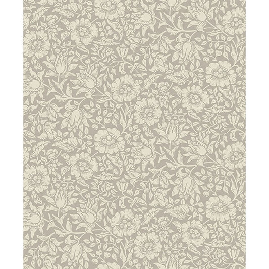 Mallow Grey Floral Vine Wallpaper
