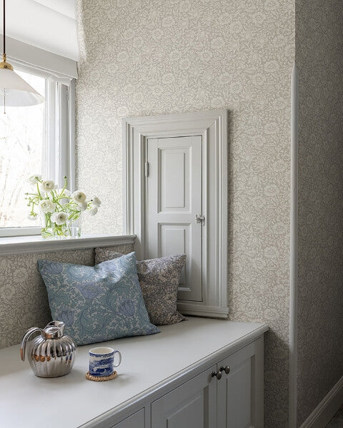 Mallow Grey Floral Vine Wallpaper