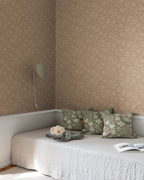 Mallow Rose Floral Vine Wallpaper