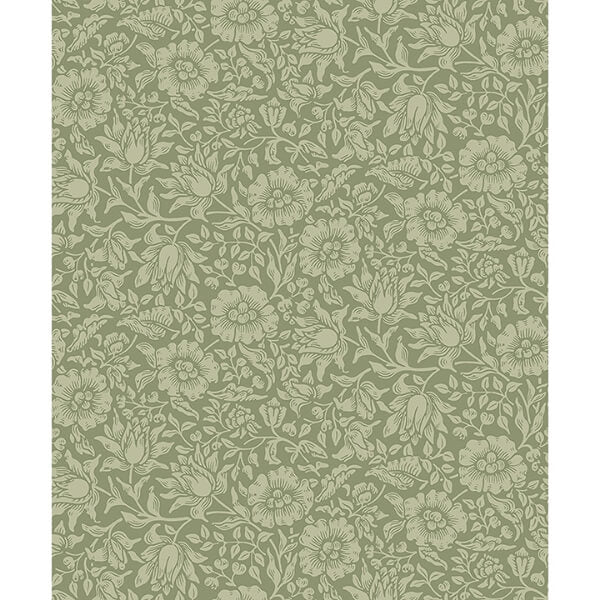 Mallow Green Floral Vine Wallpaper