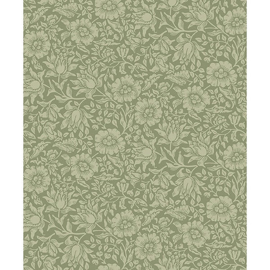 Mallow Green Floral Vine Wallpaper