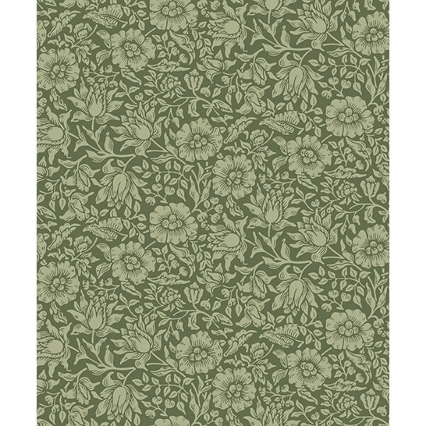 Mallow Dark Green Floral Vine Wallpaper