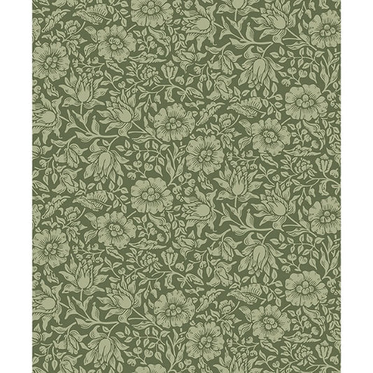 Mallow Dark Green Floral Vine Wallpaper