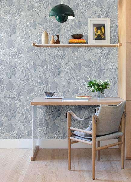 Mathias Blue Botanical Wallpaper