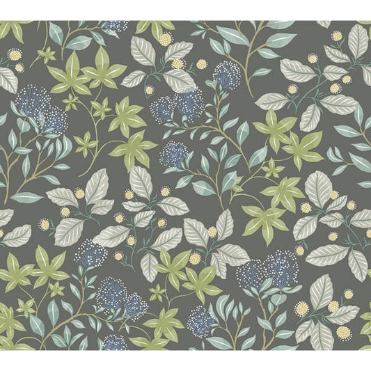 Mildred Charcoal Botanical Trail Wallpaper