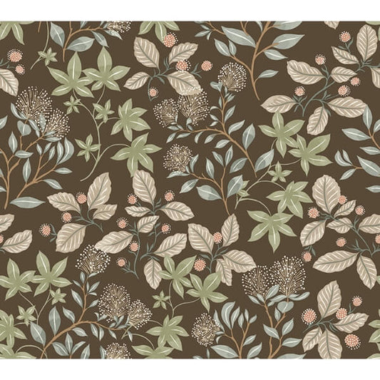 Mildred Espresso Botanical Trail Wallpaper