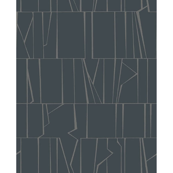 Huntington Indigo Geometric Stripe Wallpaper