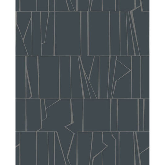 Huntington Indigo Geometric Stripe Wallpaper