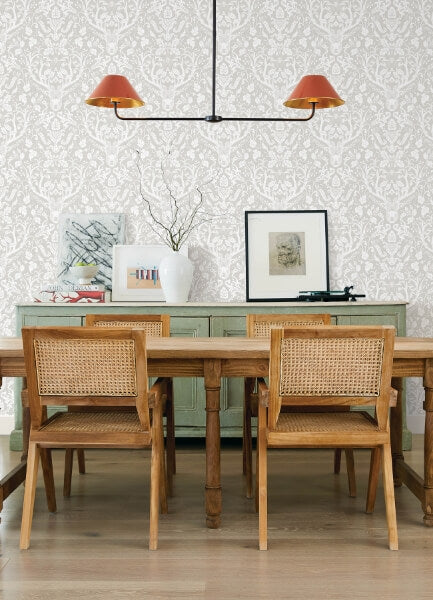 Kiwassa Grey Antler Damask Wallpaper