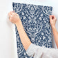 Kiwassa Navy Antler Damask Wallpaper