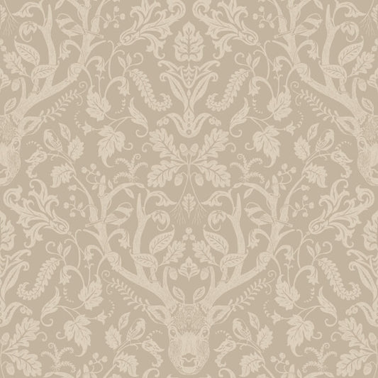 Kiwassa Light Brown Antler Damask Wallpaper