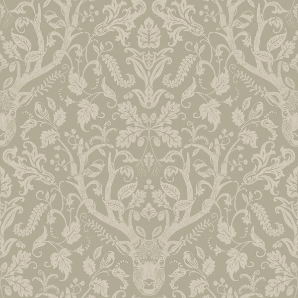Kiwassa Sage Antler Damask Wallpaper