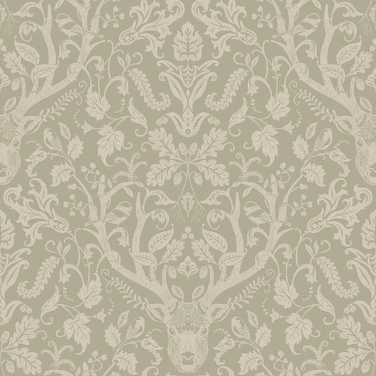 Kiwassa Sage Antler Damask Wallpaper