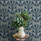 Tap Root Dark Blue Floral Damask Wallpaper