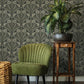 Tap Root Charcoal Floral Damask Wallpaper