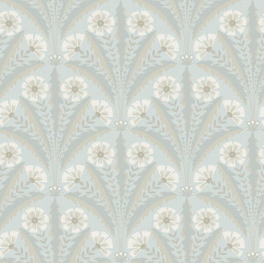 Tap Root Light Blue Floral Damask Wallpaper